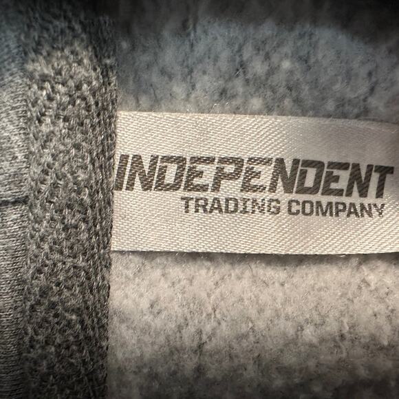 Independent Trading Company Sweatshirt Hoodie Mens L Fleece Gray Black Pullover - Picture 8 of 8